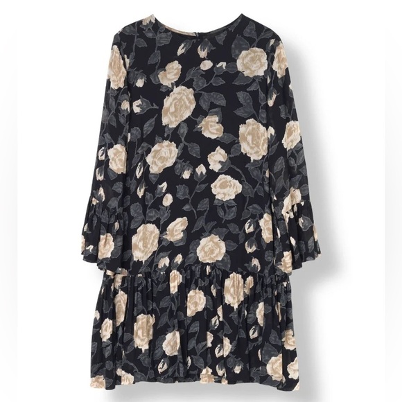 Ganni Carlton Georgette Dress Black Floral - Picture 2 of 9